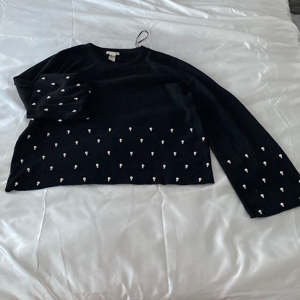 Black sweater W/ pearls